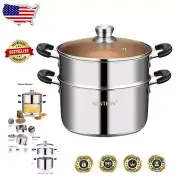 Round 9.4 Inch Steamer Basket - 4.8 QT Induction & Dishwasher Safe Pot