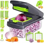 Greenish Gray 15 in 1 Vegetable Chopper - Multifunctional Food Chopper & Veggie Chopper for Kitchen & Dining Room - Perfect for Vegetables, Potatoes, Carrots, and Garlic