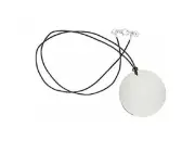 NEW MICHAEL KORS POLISHED SILVER LARGE DISC WITH BLACK LEATHER CORD NECKLACE