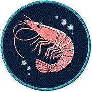 Shrimp Patch Embroidered Iron on Patches for Clothes Backpacks Bags Jeans Jackets Size 3" ID45095