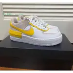 正版 NIKE AIR FORCE 1 SHADOW 白粉黃 女款板鞋 CJ1641-102