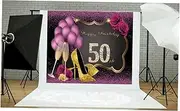 FELTECHELECTR Unique 50th Birthday Photo Background 210x150cm Balloon Goblet Shoes Fashion Decorative Vinyl Backdrop