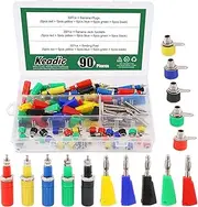 Keadic 90Pcs 5 Color 4MM Banana Plug Banana Jack Socket Binding Post Assortment Kit Respectively for Testing Probes Binding Post Jack Soldering for Speaker Banana Plug Test Probe Connector