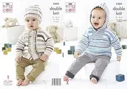 King Cole Baby Double Knitting Pattern Ribbed Jacket Hooded Sweater & Hat (5434)