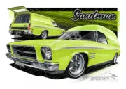 HOLDEN SANDMAN HQ PANEL VAN BARBADOS A2 FRAMED PRINT (HC400)