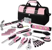 WORKPRO 75-Piece Pink Lady Tool Set Home Repairing Kit with Wide Mouth Open Storage Bag