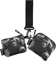[XYMZR] Mini Zip Around Wristlet keychain Wallet Cool Gorilla Rugby for Women Personalized Pattern Detachable Dual Pouch Wristlet Portable Wallet Phone Coin Purse, Multi-colored, One Size