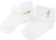 [Healeved] 1 Pair Back Mouth Baptism Socks Socks Dedication Socks Religious Ceremony Socks Newborn Baptism Socks Hosiery Newborn Hosiery Blessing Socks White Cotton