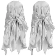 2Pcs 35 Inch Square Satin Head Scarf Silk Feeling Hair Scarf, Light Grey