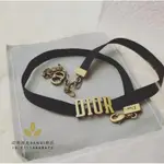 二手精品 DIORR 迪奧 項鏈 經典黑色織帶 金色DIOR字母LOGO CHOKER 短項鍊