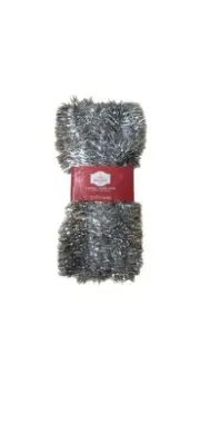Holiday Time Tinsel Garland Shiny Silver 12 Ft