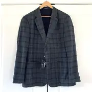 Emporio Armani Blazer Jacket G Line Wool Blend Patch Pocket Gray Checked Size 46