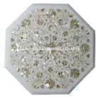 48"x48" White Marble Coffee Table Top Mother of Pearl Art Home Decor H1271