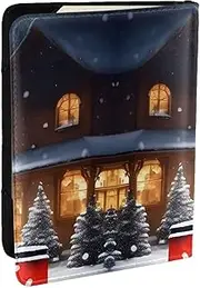 [JEJEA] Winter Christmas Snow Night Railway Train Print Travel Organizer Credit Cards Case Passport BookPassport Holder Cover Wallet forTraveling,, Black, One Size