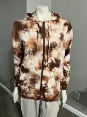 Splendid Brown Tie Dye Long Sleeve Hooded Zip Up Tie Lightweight NWT Jacket XS