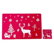 12 Pcs placemat 17x11"/43.5*28.5cm, coaster 4x4"/10*10cm new Christmas decoration elk Christmas tree creative Christmas PVC printing placemat coaster
