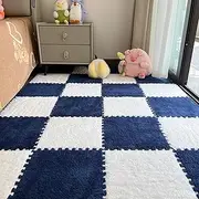 Plush Foam Interlocking Floor Mats - Foam Plush Floor Mats | Puzzle Rug Carpet with Cuttable Design for Bedroom, Nursery, Kids Room, Playroom