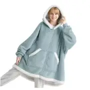 Blanket Hoodie - Wearable Blankets for Women with Zipper as Gifts Light Green