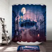 Scary Haunted Manor Halloween Shower Curtain