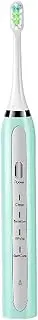 Sonic Electric Toothbrush, 38,000 Vibrations/Minute, 4 Modes, 2 Minute Timer, 2 Replaceable Brush Heads, White/Green/Pink (Green)