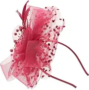 [HAPINARY] Tea Party Headband Elegant Red Flower Fascinator Hat Clip for Women Bridal Fascinators Women Hair Bow
