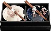 Omotenashi Hassuizakura Donburi Bowls & Chopsticks Set of 2 - Mino Ware Made in Japan