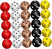 NOLITOY 25pcs 6 Wooden Dice Party Dice for Board Games Classroom Activities and Fun Family Gatherings Present for Game Lovers