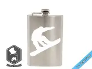 Snowboarding Jump 8 Ounce Etched Stainless Steel Hip Flask with Funnel