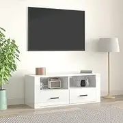 TV Cabinet High Gloss White 100x35x40 cm Engineered Wood,TV mounts & TV Units 25.52KG-816810