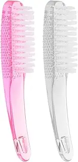 2pcs Nail Scrub Brush Nail Brush Cleaner Fingernail Brush Duster Cleaning Brush Dust Brush Grip Plastic Curved Handle Manicure Brush for Nails Clean up Nail Nail Dust Brush