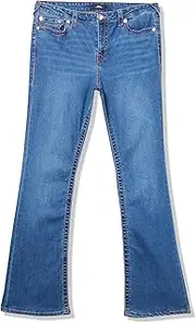 [True Religion] Women's Becca Mid Rise Bootcut Big T Stitching Denim Jeans