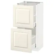 METOD / MAXIMERA base cabinet with 2 drawers, white/Bodbyn off-white, 40x37x80 cm