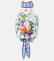 [Camilla] Camilla Embellished halterneck linen top XS/S multicoloured