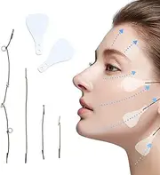 EKIND 40PCS Face Lift Tape with 4 Elastic Bands, Invisible Facial Lifting Patches for Wrinkles, Sagging Skin, Double Chin, V Face Contouring, Instant Face Firming Tape for Women