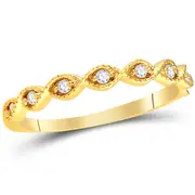 14k Yellow Gold Round Diamond Classic Stackable Band Ring 1/10 Cttw