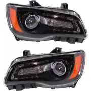 For Chrysler 300 Headlight 2012 13 2014 Pair Driver & Passenger Halogen Black (for: Chrysler)