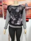 M Rena top Long Sleeve Woman Size S Floral Gray Knit Excalibur NWT #W