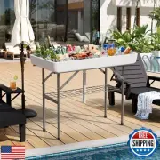 ERGMASTER Party Ice Cooler Folding Table (Come with 5L Bucket), Portable Ice