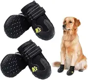 Waterproof Dog Boots, Dog Outdoor Shoes, Dog Rain Boots, Running Shoes for Medium to Large Dogs with Two Reflective Fastening Straps and Rugged Anti-Slip Sole (Black, 5#)