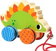 Wooden Dinosaur Push Along Walker, Baby-Walker, Wooden Walker for 1 2 Year Old Baby, Multiple Learning Toys Activity Center, for Boys Girls Gift Age 12 Months+, Toddler Push Along Walker