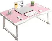 Laptop Desk Table Foldable Computer Desk Portable Bed Tray Lap Desk with Cup Holder for Eating Reading Working Camping (Pink)