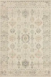 Luxurious Lumina Silky Soft Cream and Multi colour Distressed Washable Rugs