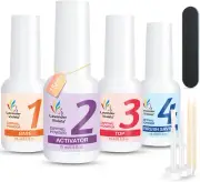 Dip Powder Liquid Set with Activator, Base Top Coat and Brush Saver 0.5Oz/Bot Na