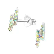 Kids Silver Thunderbolt Stud Earrings
