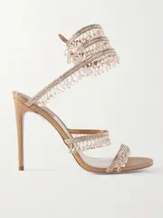 [René Caovilla] René Caovilla - Chandelier Crystal-embellished Leather Sandals - Gold - IT35 IT 35 Gold