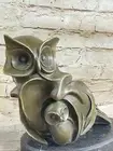 ART DECO OWL ,PURE VIENNA BRONZE STATUE, ON A BLACK MARBLE BASE SCULPTURE DEAL