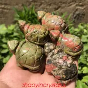 5pcs Natural unakite tortoise skull quartz crystal carved reiki decor gem 1.5''