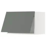 METOD wall cabinet horizontal, white/Nickebo matt grey-green, 60x37x40 cm
