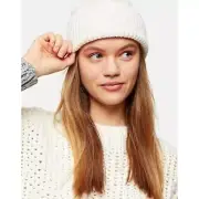Topshop Women's Chunky Knit Scandi Beanie Cream One Size