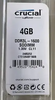 Crucial 8GB (2x4GB) DDR3L-1600MHz PC3L-12800 SODIMM Memory Laptop